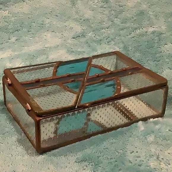 Stained Glass Jewelry Trinket Box Handcrafted NWT 6”x4”x1.75”. Art - Picture 2 of 16